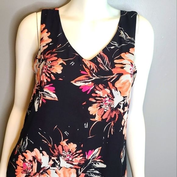 APT 9 Black Pink Floral Sleeveless Shift Dress - Picture 6 of 10